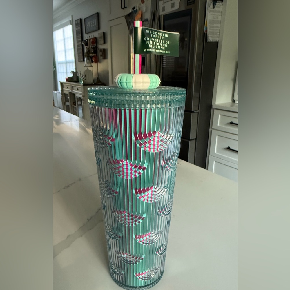 Starbucks 2025 Summer Siren Scale Venti Cold Tumbler w/Silicone Lid Topper NWT